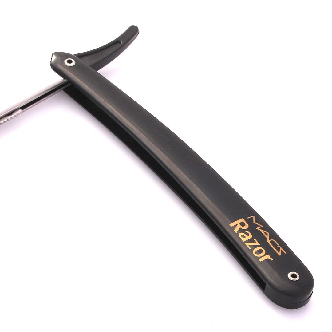 Professional Barber Straight Edge Razor - MACS 51-01 Black Handle for Precision Shaving & Grooming | Perfect for Barbershops, Home Use & Beard Trimming