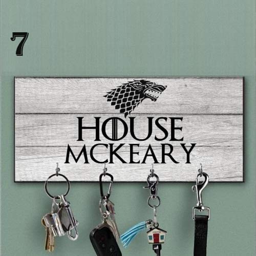 Custom Stark House Key Holder - Personalized Gray Wall Key Hanger with Wolf Design | Key Organizer Rack for Game of Thrones Fans | Perfect Anniversary Gift & Wedding Surprise for Home, Office, or Dorm Decor