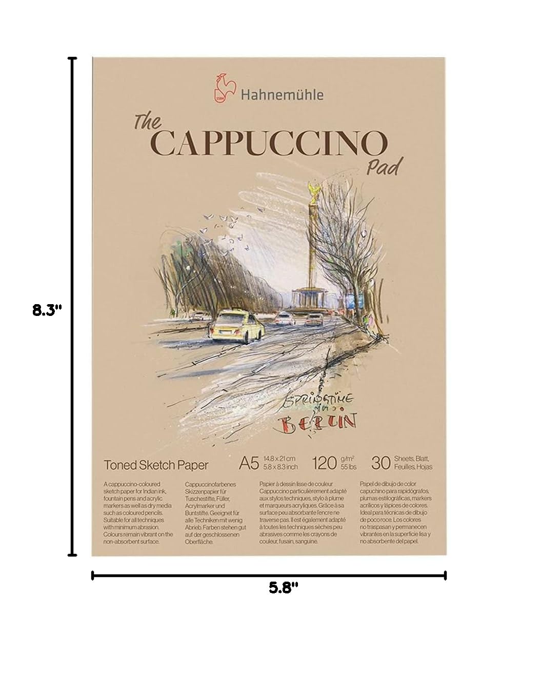Premium Cappuccino Pad 120 GSM A5 Sketchbook - 30 Sheets for Artists, Students & Professionals | Perfect for Drawing, Sketching & Mixed Media Art Projects