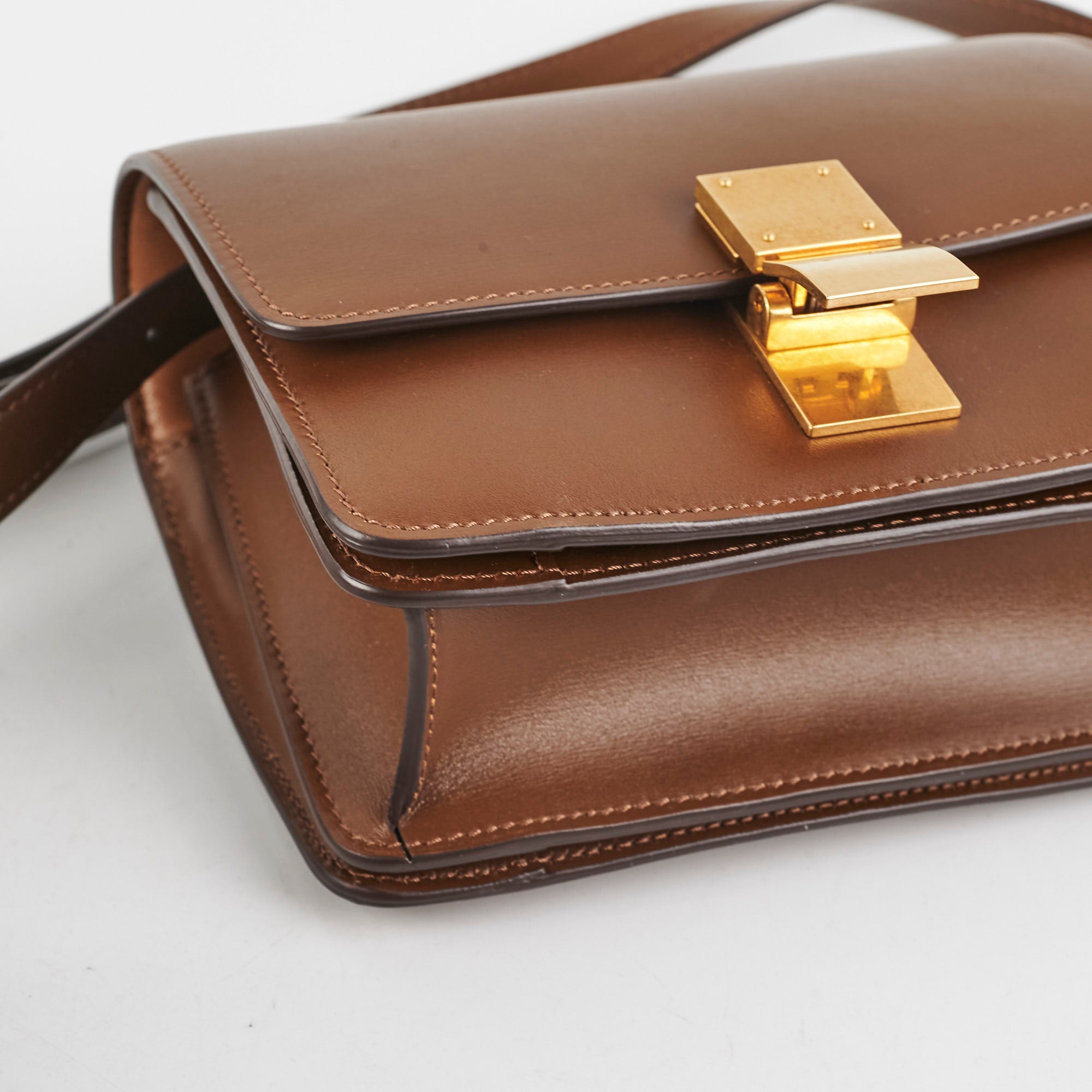 Celine Box Small Tan Leather Crossbody Bag for Women - Stylish & Luxurious Everyday Purse for Work, Travel & Date Night