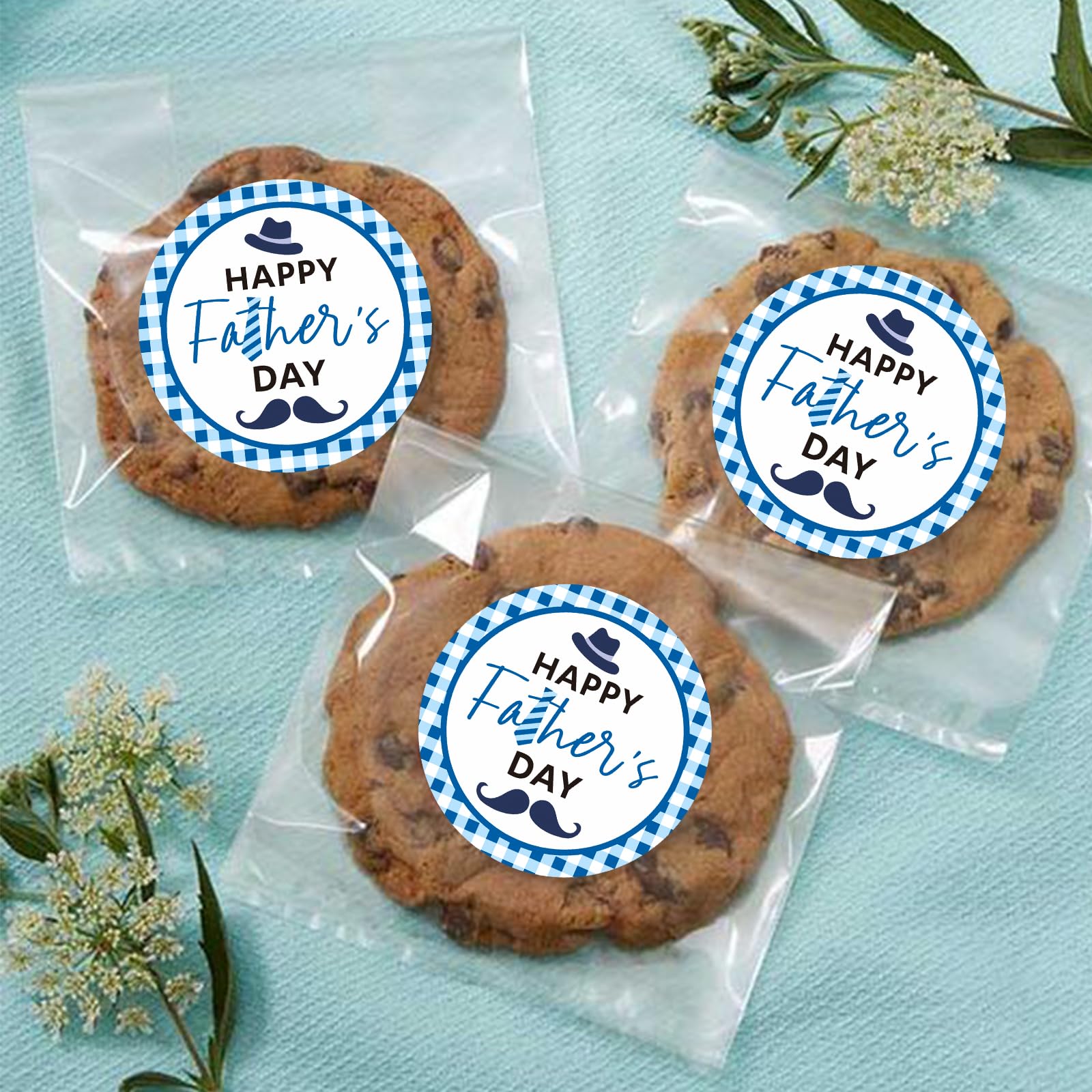Joycraft 60Pcs Father's Day Stickers - 2 Inch Blue Personalized Labels for Gift Wrapping, DIY Cards, Crafts & Cookie Bags - Perfect for Father's Day Gifts, Party Favors & Scrapbooking