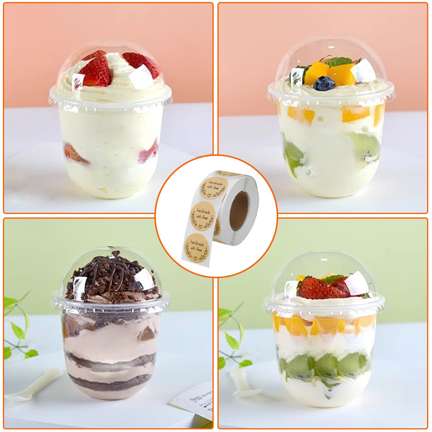 20 Pack 12oz Clear Reusable Dessert Cups with Lids & Spoons - Mini Parfait Appetizer Cups for Party, Halloween, Thanksgiving & Christmas - Perfect for Ice Cream, Pudding, Yogurt & Fruit Salads