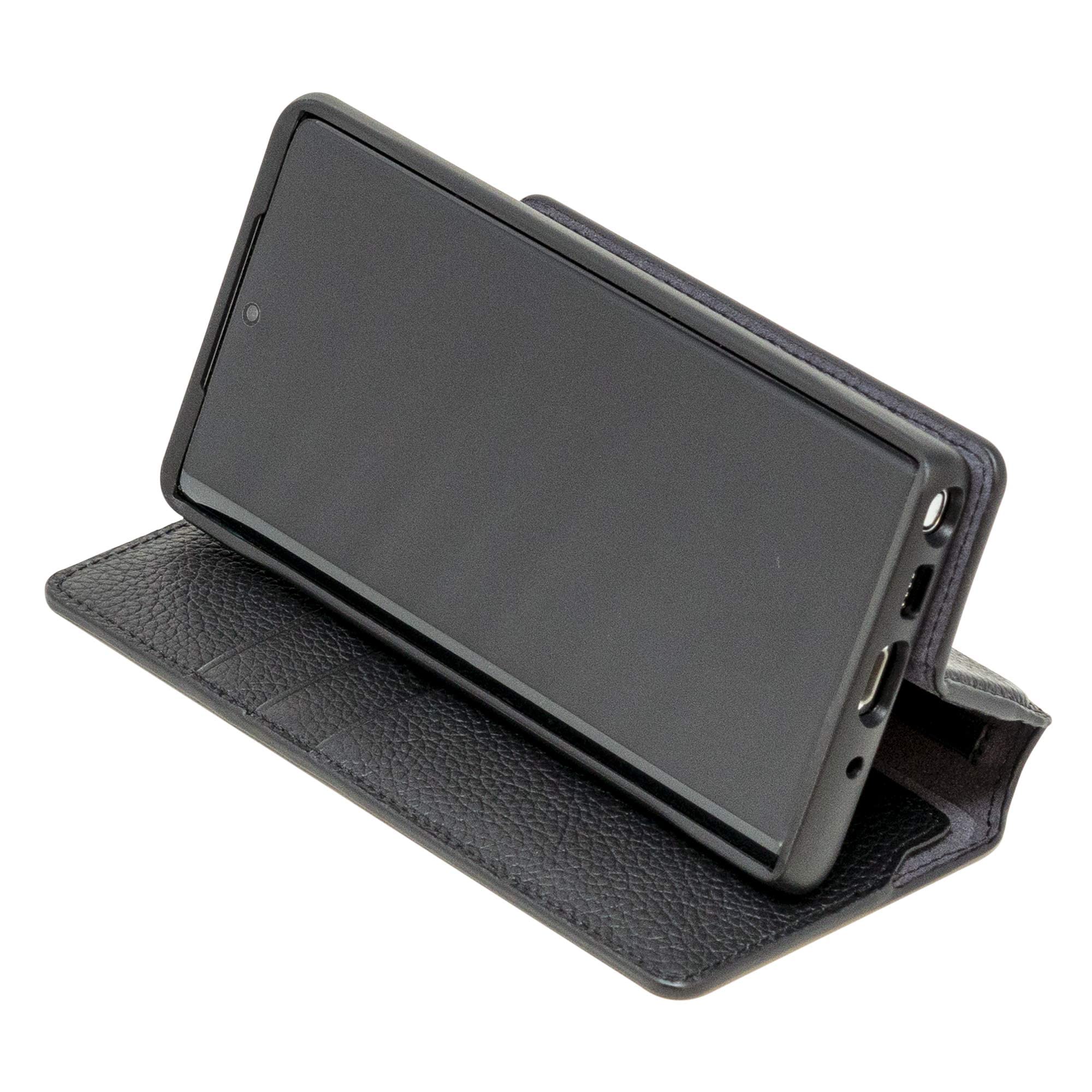 Mous Flip Wallet Case for Samsung Galaxy Note 10+ - Premium Black Leather Slim Card Holder with RFID Protection - Perfect for Business Travel & Everyday Use