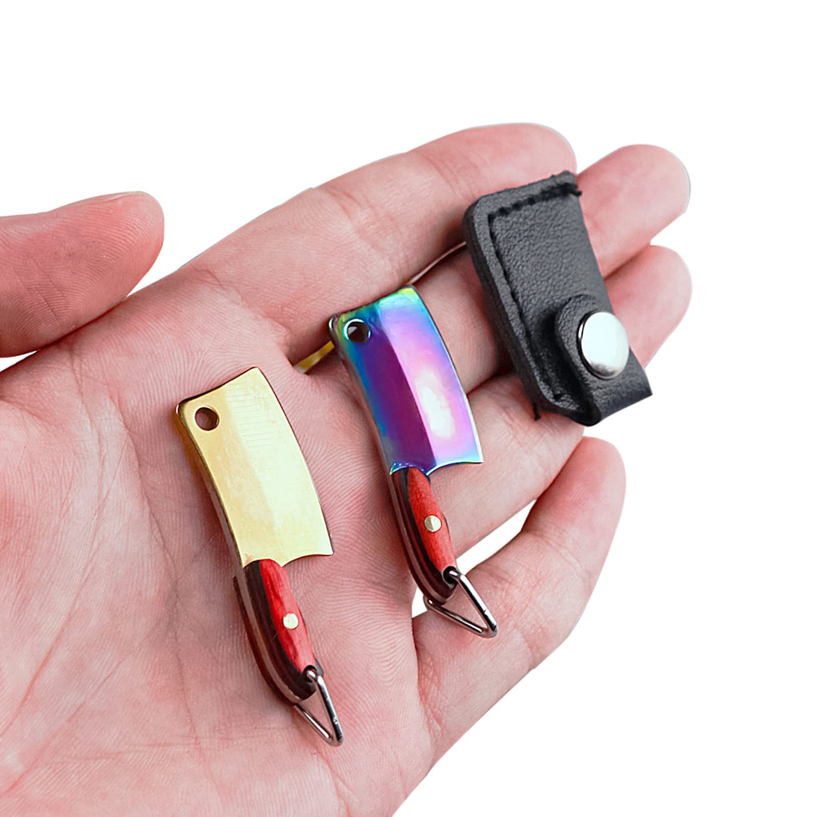2-Piece Mini Knife Set - Electroplated Chef Cleaver with Protective Sheath | Compact Box Cutter & Package Opener for Kitchen, Camping, Travel & Everyday Use