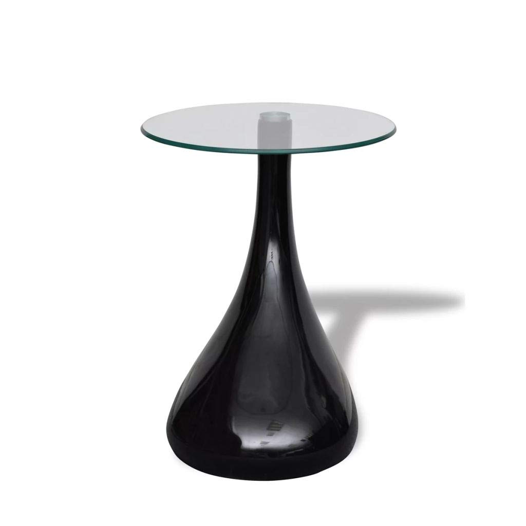 Modern High Gloss Round Glass Coffee Table - White & Black End/Side Tables for Living Room - Perfect for Small Spaces, Apartments & Contemporary Home Decor