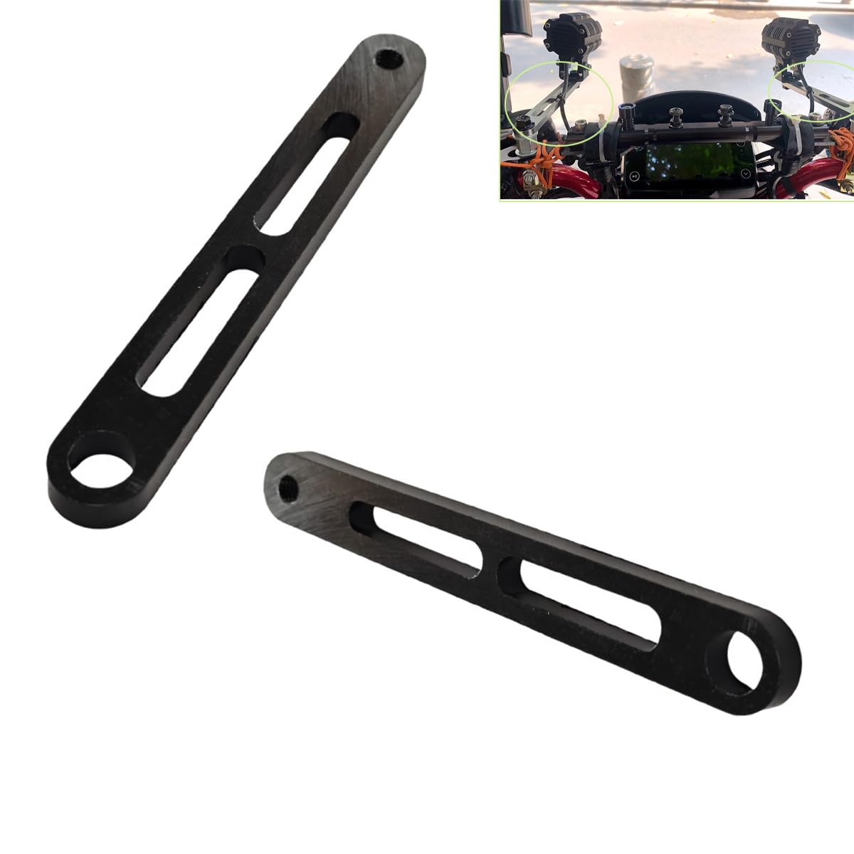 2 Pack Motorcycle LED Pod Mounting Bracket - Rear View Mirror Mount Holder Arm Extender for Fog Lights & Spotlights - Compatible with e-Bike, ATV, UTV & Motorbike - Perfect for Night Riding & Off-Road Adventures