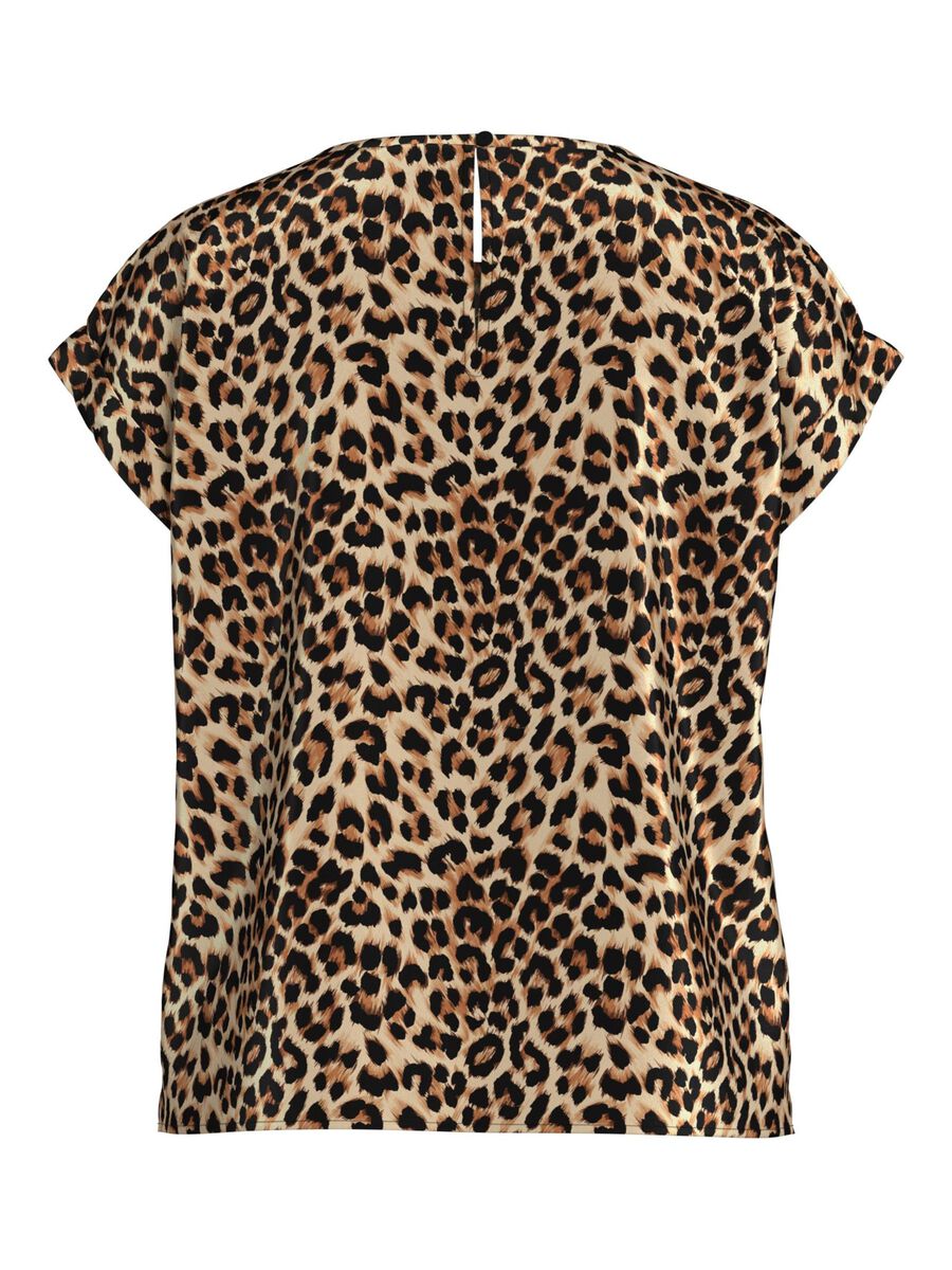 Elle Satin Blouse - Caramel Cafe & Leopard Print Women's Fashion Top for Work, Party & Date Night Outfits
