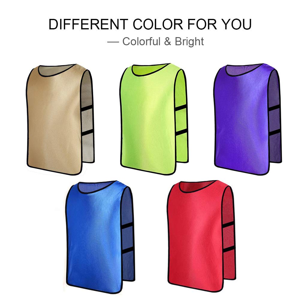 Senston 6/12 Pack Scrimmage Training Vests - Breathable Mesh Pinnies for Soccer, Basketball & Volleyball - Adult & Youth Sports Practice Bibs - Perfect for Team Drills, PE Classes and Tournament Games