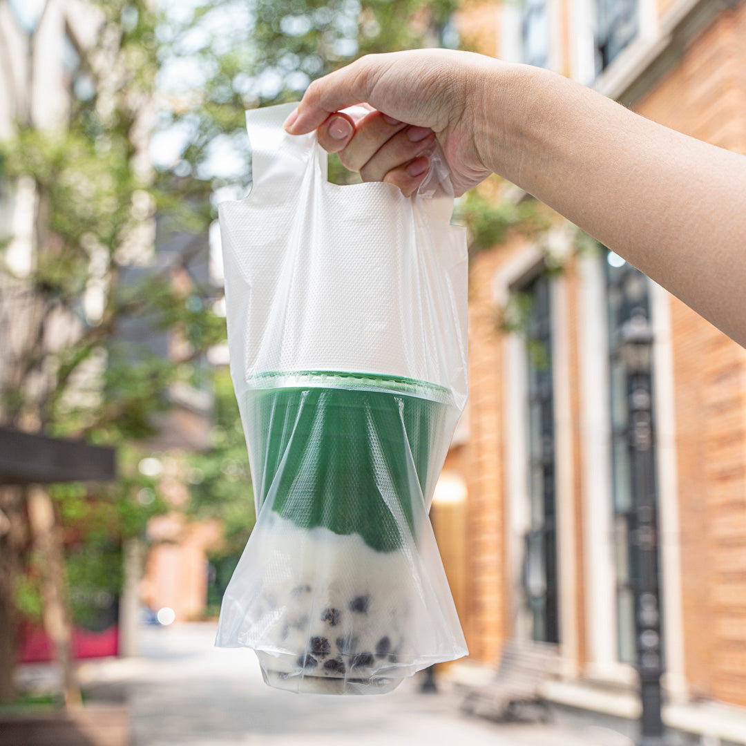 Clear Plastic Drink Carrier Bag - Holds 1 Cup (6.25