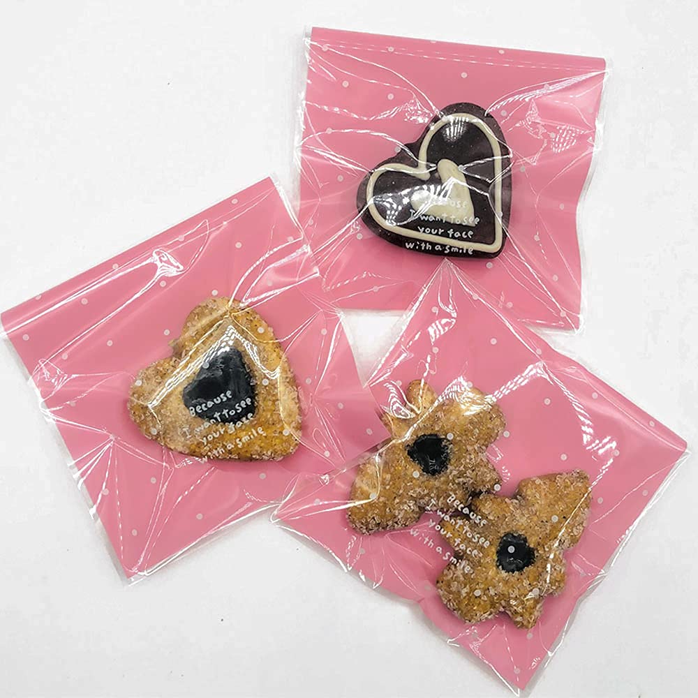 100pcs Pink Self-Adhesive Treat Bags - Small Cellophane Cookie Bags for Candy, Bakery, Party & Wedding Favors (3.94” x 3.94”) | Perfect for Birthday Parties, Baby Showers, Bridal Showers & Holiday Gift Wrapping