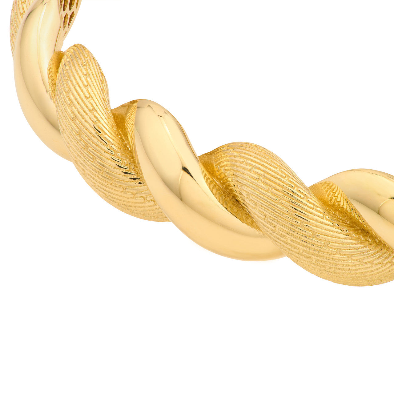 14K Yellow Gold Textured & Polished Twisted Bangle Bracelet for Women - Elegant Stackable Jewelry for Everyday Wear, Parties & Special Occasions