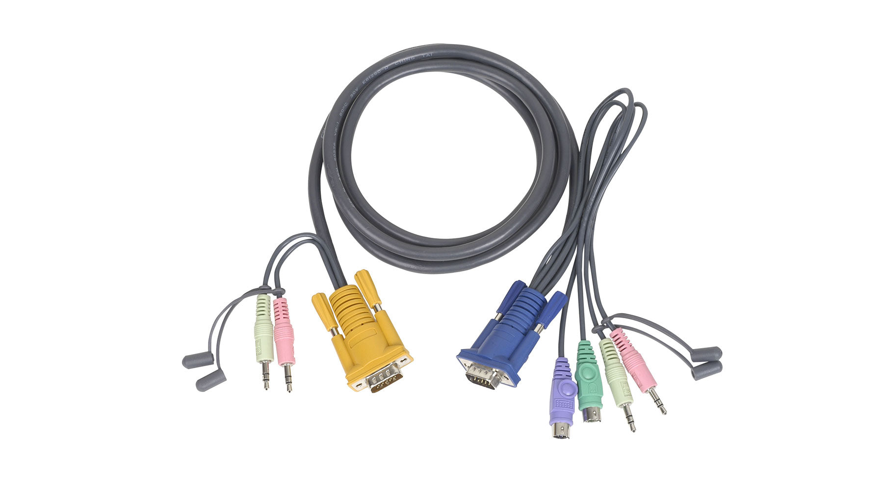 10 ft. Micro Lite™ Bonded All-in-One PS/2 KVM Cable - Connect Multiple Computers with One Keyboard, Mouse & Monitor for Home Office & Gaming Setup