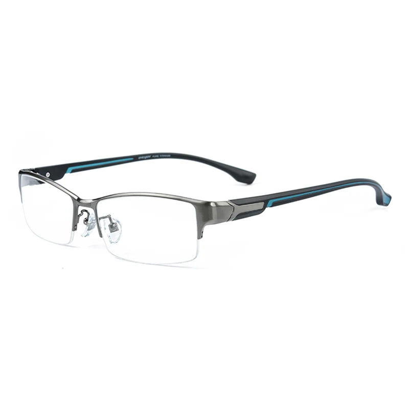 Brightzone Unisex Semi-Rim Square Titanium Eyeglasses 95356 - Lightweight & Durable Frame for Work, Reading & Everyday Wear