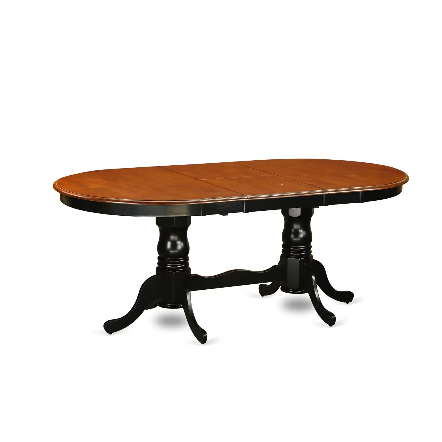 East West Furniture PLAN5-BCH-C 5-Piece Black & Cherry Dining Table Set with Butterfly Leaf Extension and 4 Linen Upholstered Chairs, 42x78 Inch - Perfect for Kitchen, Dining Room, and Small Space Entertaining