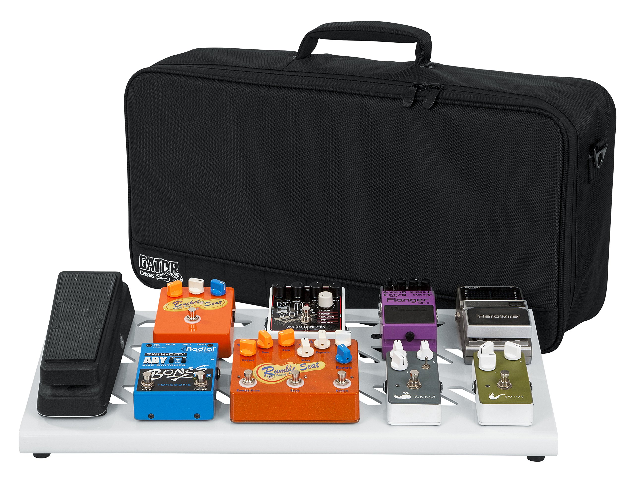 Gator Cases GPB-BAK-WH Aluminum Guitar Pedal Board with Carry Bag - Large 23.75 x 10.66 Inches, White | Durable & Lightweight for Live Performances, Studio Recording & Travel