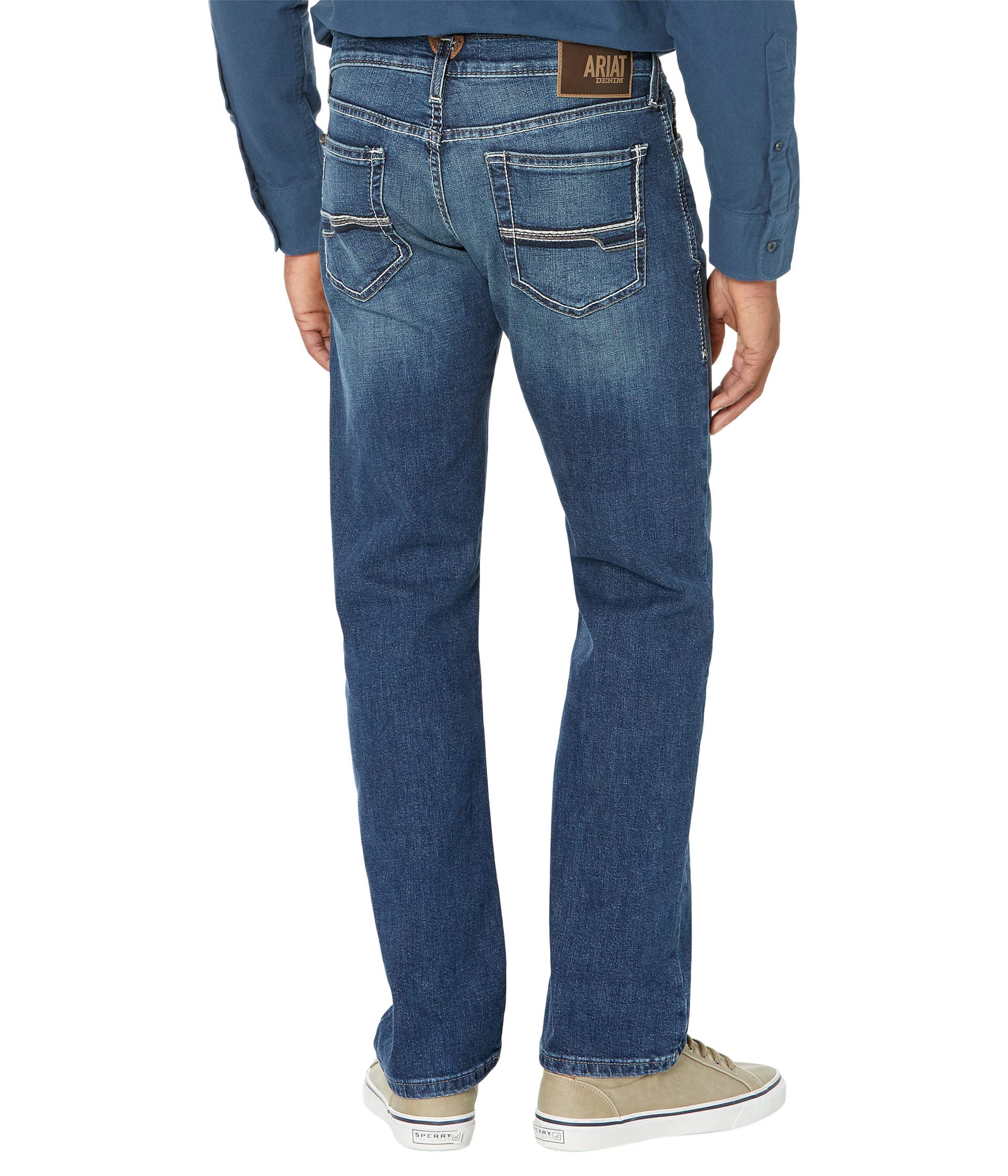 ARIAT Men's M7 Marcello Dark Wash Tekstretch Slim Straight Jeans - Comfortable Stretch Denim Pants for Casual Wear, Work & Outdoor Activities (34W x 38L, Dark Blue)