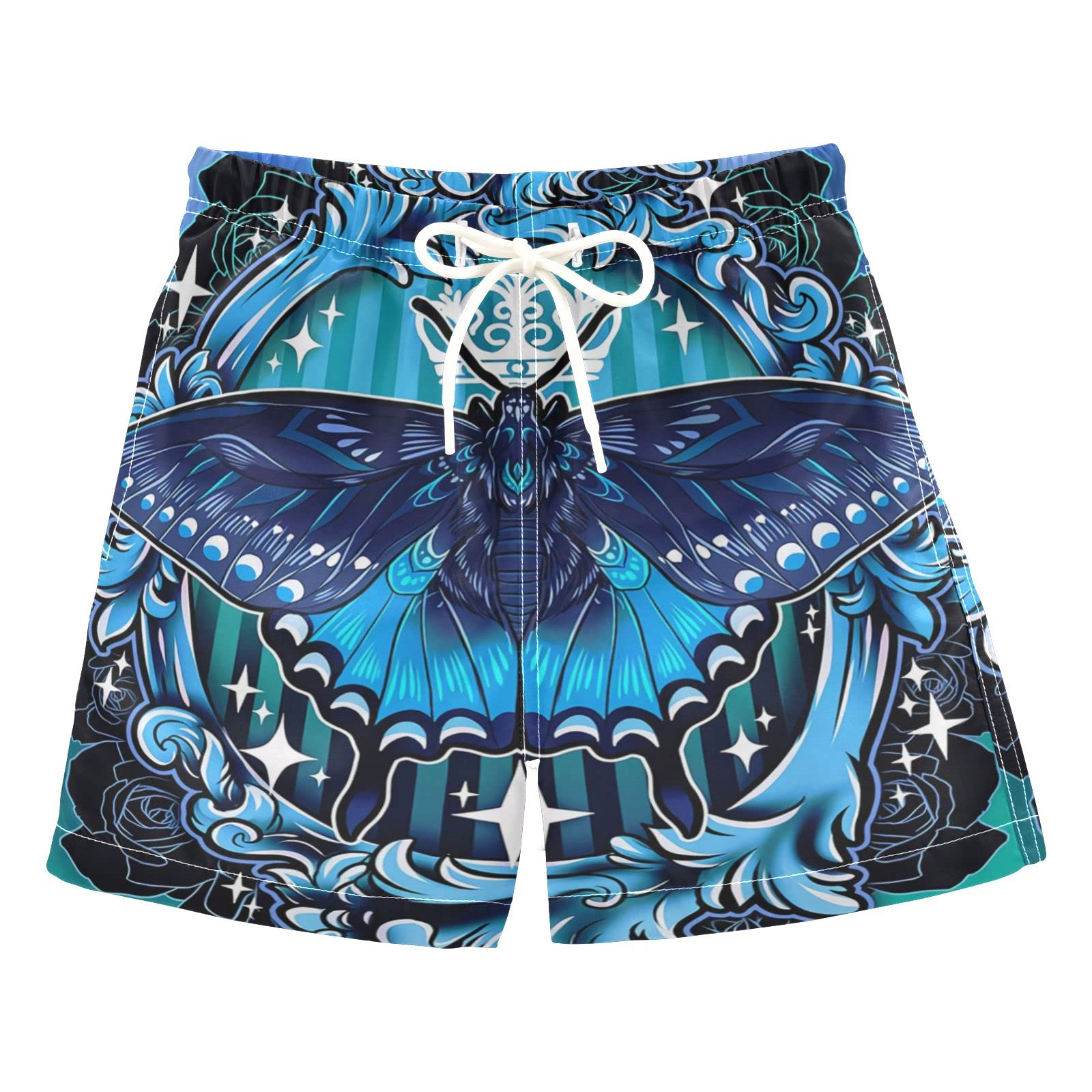 Boys Butterfly Print Swim Trunks - Quick Dry Board Shorts for Beach, Surf & Swimming | Hawaii Vacation Essentials for Kids & Toddlers | Perfect for Pool, Ocean & Summer Water Activities