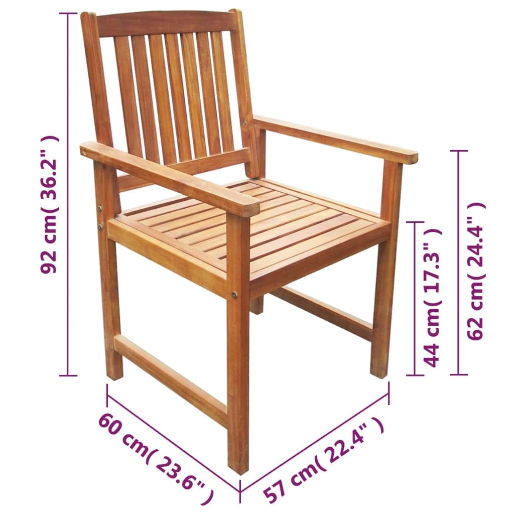 vidaXL Solid Acacia Wood Patio Chairs Set of 2 - Rustic Brown Outdoor Dining Furniture - Easy to Clean & Assemble - Perfect for Backyard, Garden, and Poolside Relaxation