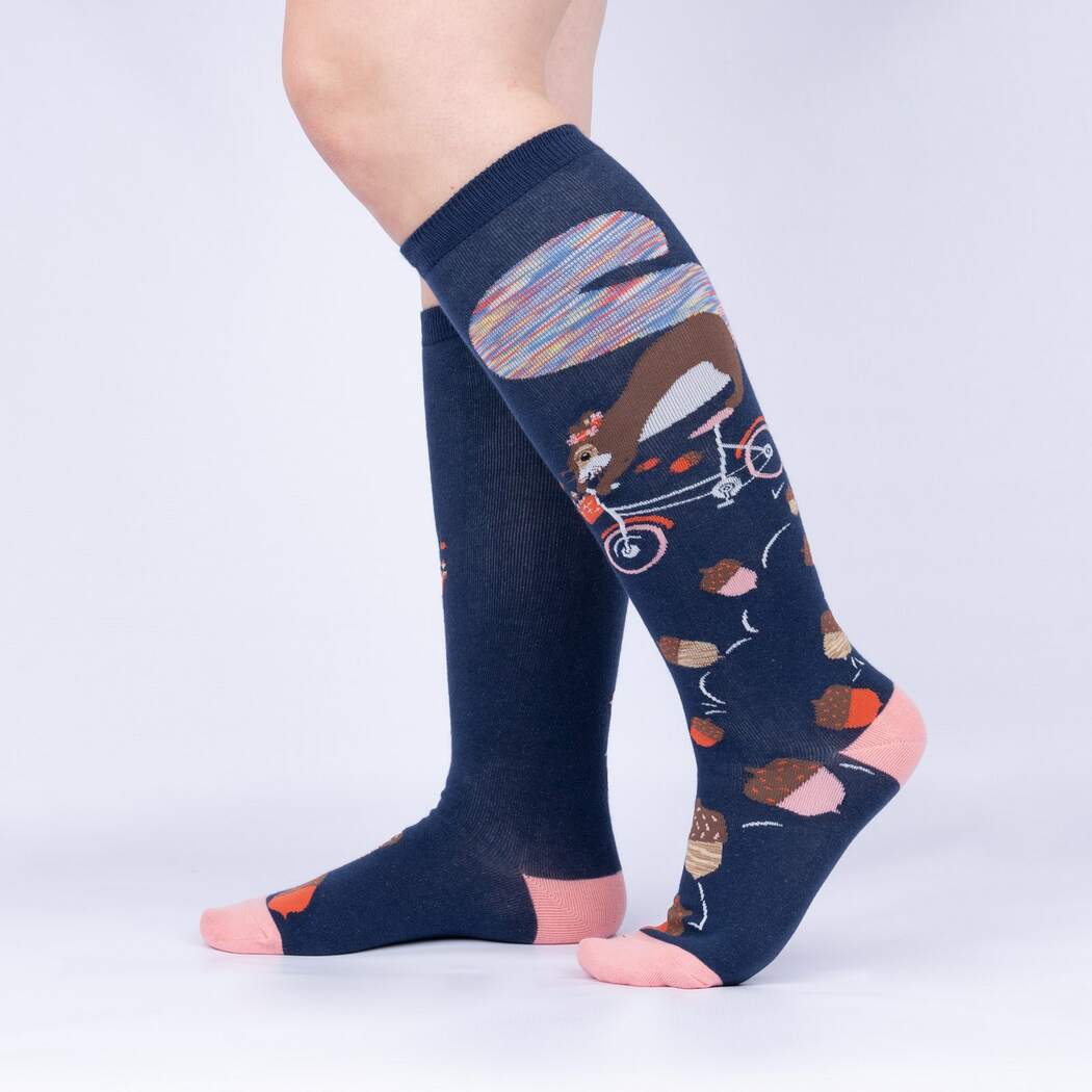 Funny Knee High Socks with Squirrel Design - Sock It To Me Feeling Squirrelly - Perfect for Costume Parties, Gifts & Everyday Wear