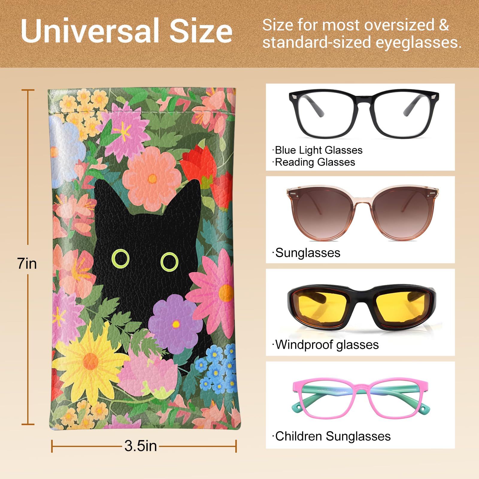 Swooflia Soft Leather Eyeglass Case Pouch for Sunglasses & Reading Glasses - Unisex Design for Women, Men & Kids - Perfect for Travel, Work & Daily Use
