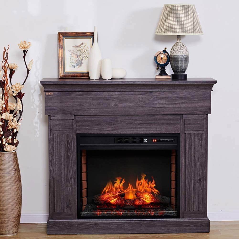 Realistic 3D Flame Effect Electric Fireplace Heater - Large Window Solid Wood Electric Stove with Silent Operation - Perfect for Living Room, Bedroom & Office Heating