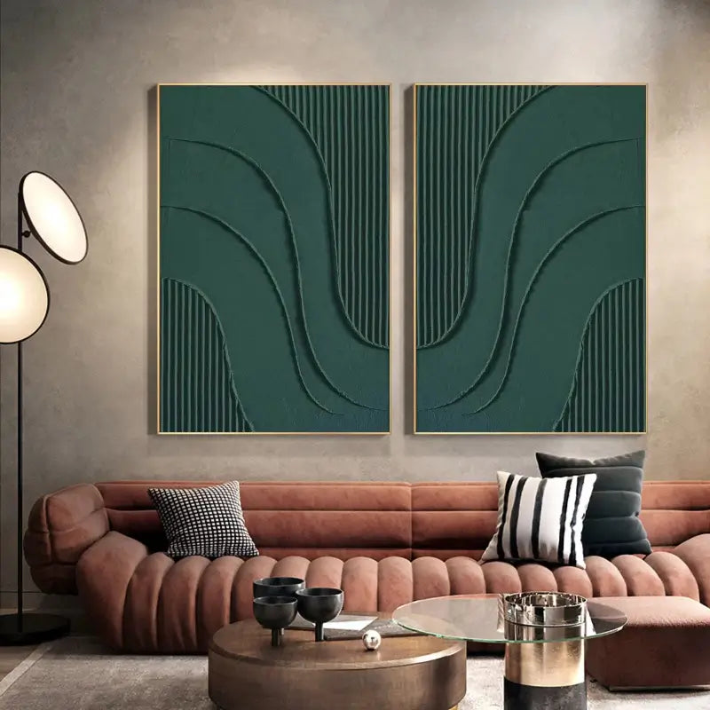 Abstract Tranquility Wall Art Set of 2 - Modern Minimalist Canvas Prints for Living Room, Bedroom & Office Decor #WS015