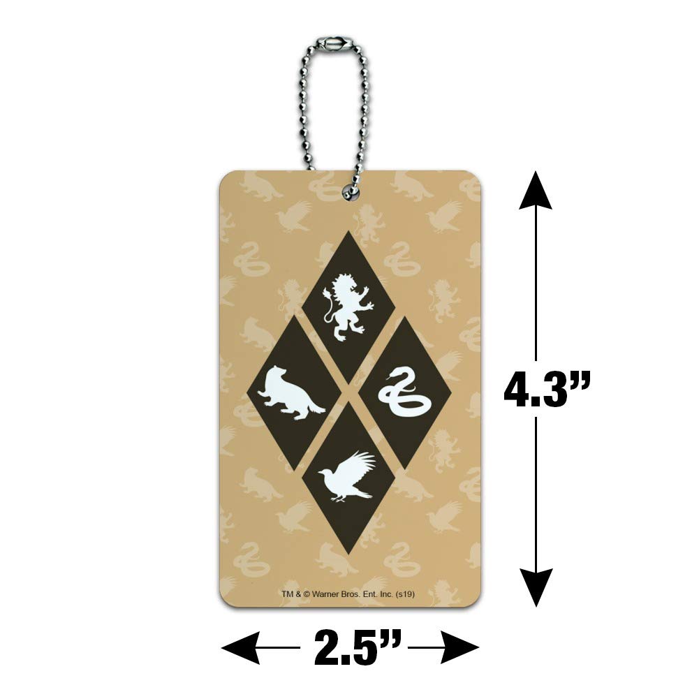 Harry Potter House Crest Diamond Luggage Tag - Personalized Suitcase ID Tag for Carry-On Bags - Perfect for Travel, Cosplay & Harry Potter Fans