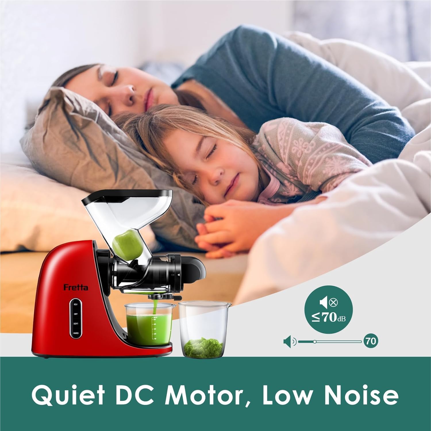 Fretta Slow Masticating Juicer - Cold Press Juicer Machine with 3-inch Large Feed Chute, BPA-Free, 200W Quiet DC Motor for Fruits & Vegetables | Perfect for Healthy Juicing, Detox, and Raw Food Diets at Home
