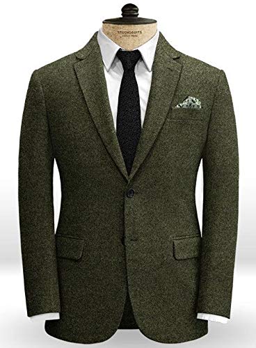Men's Classic Olive Green Tweed Wool 3-Piece Suit Set - Vintage Wedding Groom Jacket, Vest & Pants - Perfect for Formal Events, Business Attire & Special Occasions