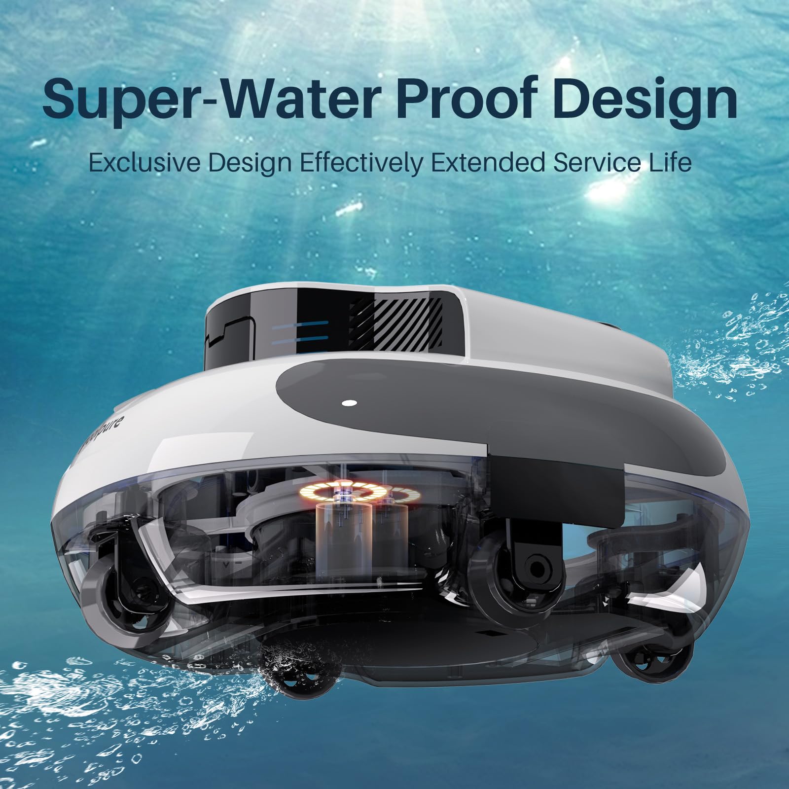 Poolpure Aquaguard SE Cordless Robotic Pool Cleaner - 5000mAh Long-Lasting Battery, Waterproof Design, DIY Stickers - Automatic Vacuum for Above Ground & In-Ground Pools - Perfect for Backyard, Vacation Homes & Commercial Pools
