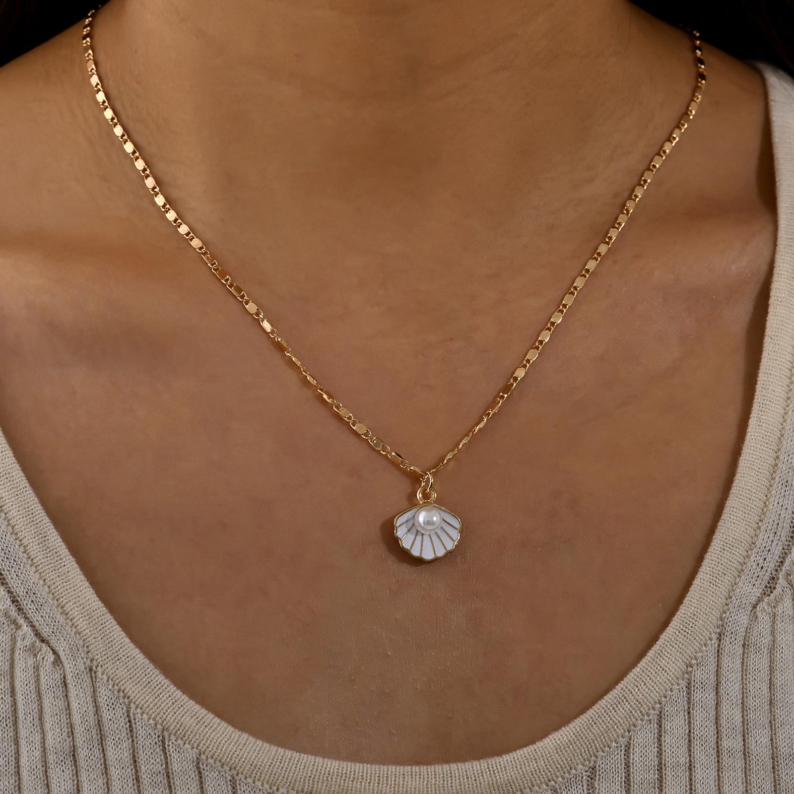 Bohemian Layered Shell Necklace for Women - Pearl, Starfish & Seashell Pendant Choker - Beach Jewelry Gift for Summer Vacation, Bridal Shower, Bachelorette Party & Coastal Fashion Accessory
