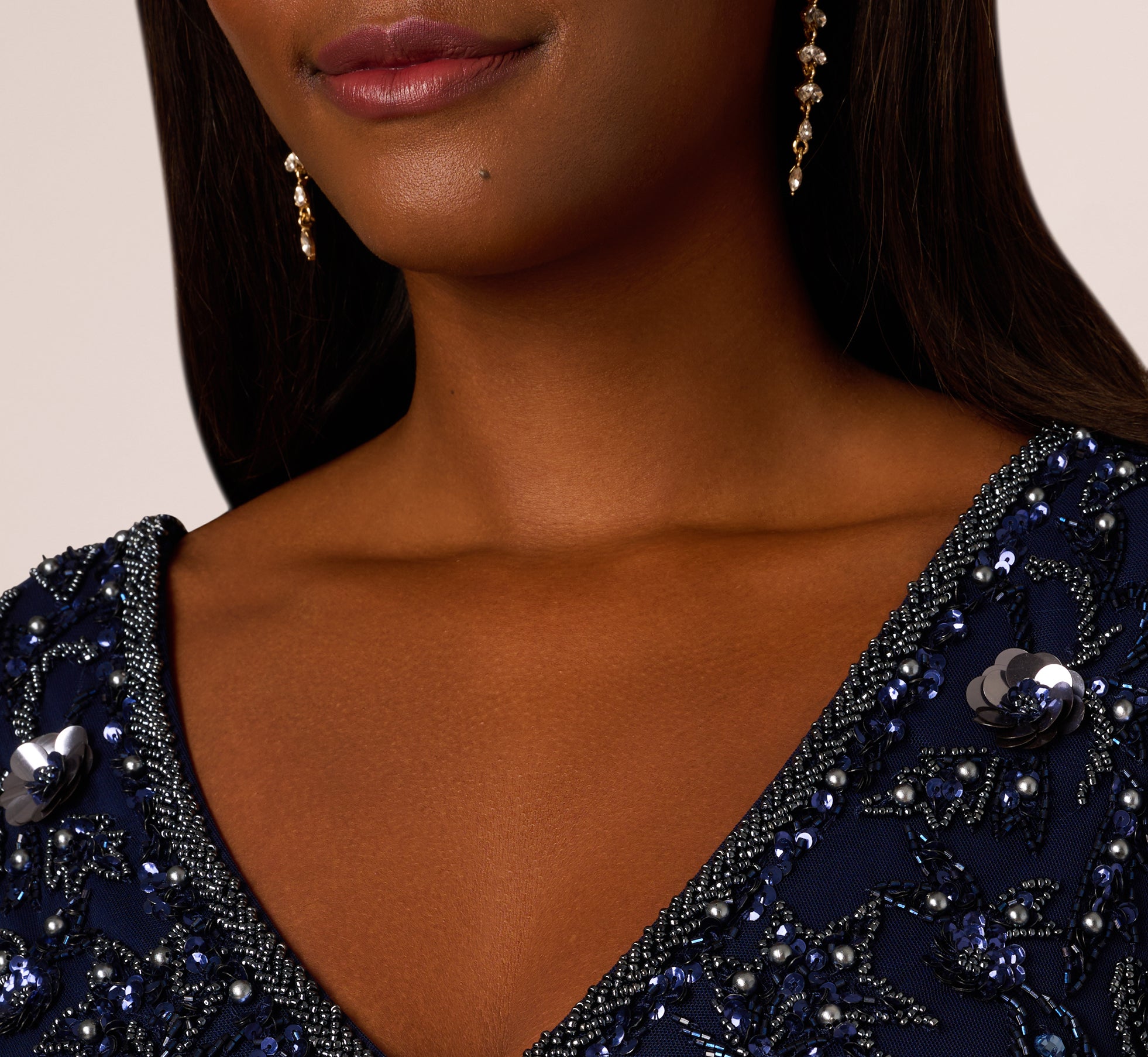 Elegant Beaded Mermaid Gown with Sheer Petal Sleeves in Light Blue - Perfect for Evening Galas, Prom Dresses, and Formal Weddings