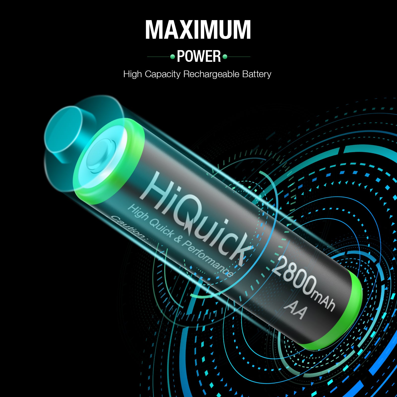 HiQuick 2800mAh AA Rechargeable Batteries - 8 Pack High Capacity NiMH Batteries for Digital Cameras, Flashlights, Toys & More - Long Lasting Power for Everyday Devices