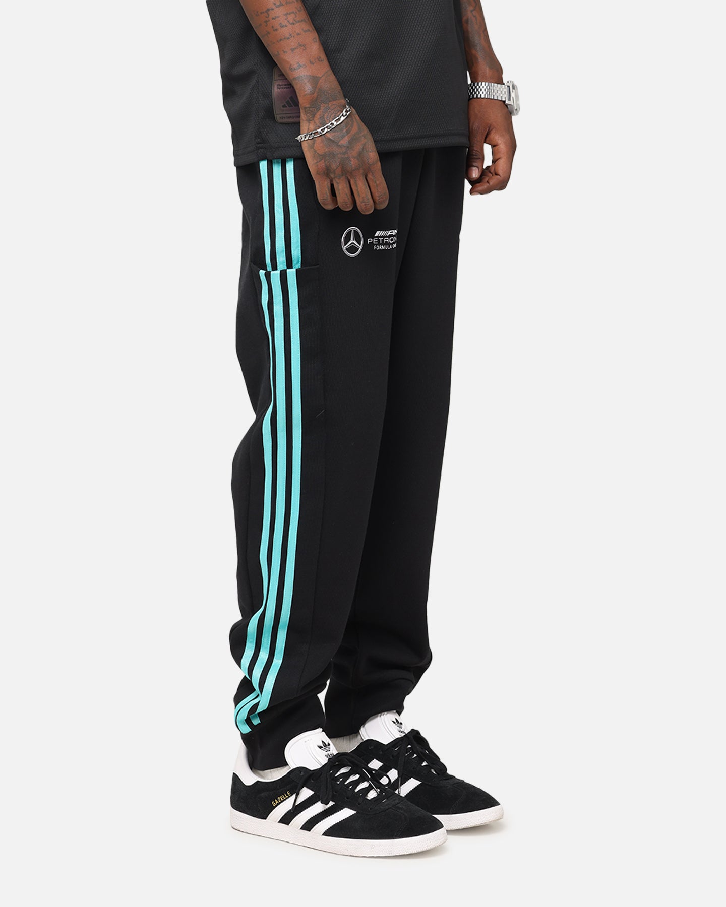 Adidas x Mercedes AMG PETRONAS F1 DNA Joggers for Men - Black/White Running Pants - Comfortable Training & Gym Workout Joggers for Casual Wear & Sports