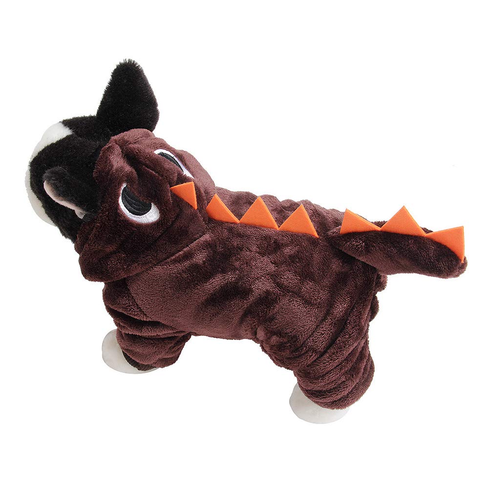 Halloween Dinosaur Dog Costume - Cute Pet Hoodie for Parties (Coffee, L)