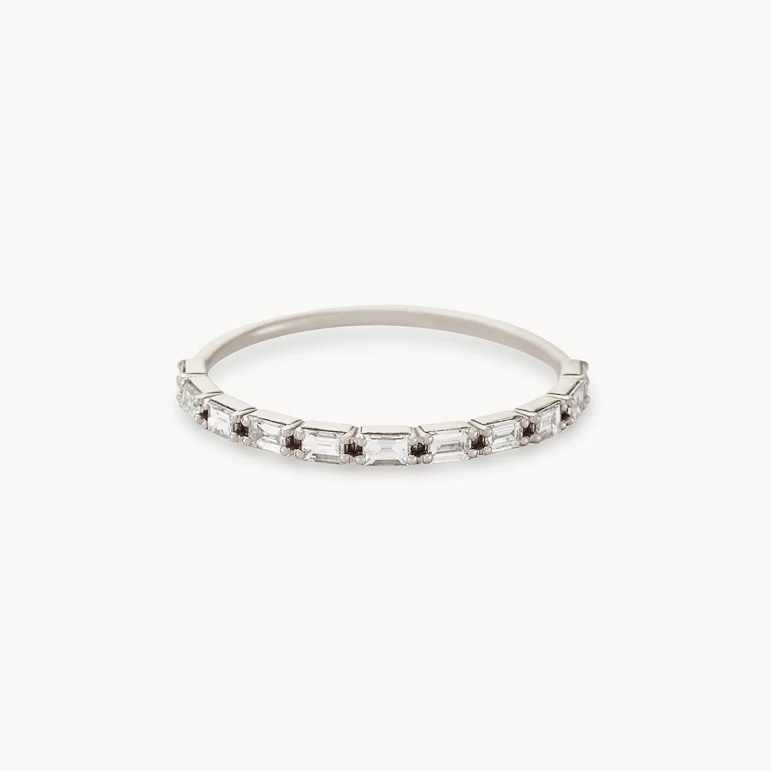 14K White Gold Moirai Ring with White Diamonds - Elegant Jewelry for Weddings, Anniversaries & Special Occasions