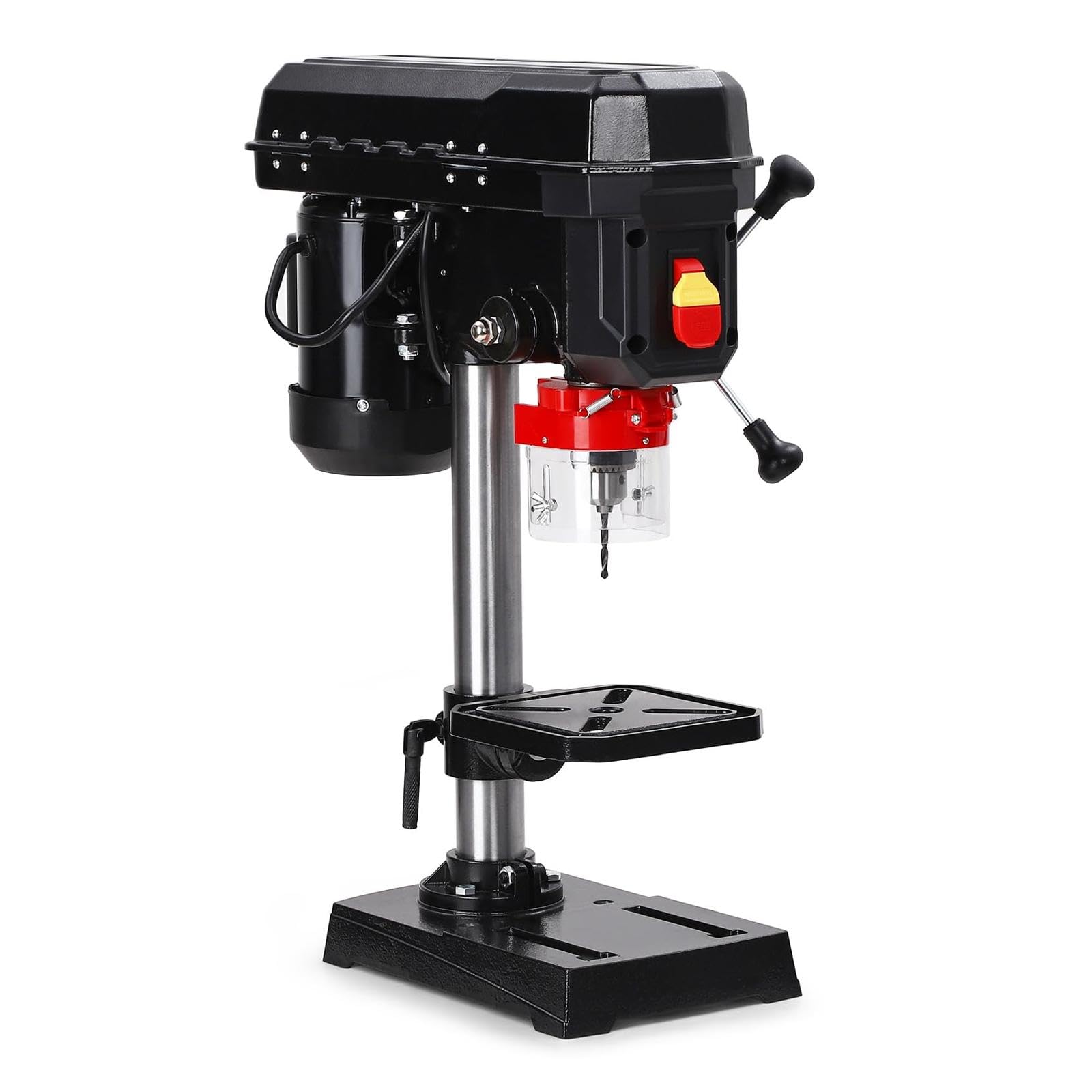 TROPOW 8 Inch Benchtop Drill Press - 2.5Amp 5-Speed Adjustable Drill Machine with 0-45° Tilting Swing for Wood & Metal Drilling | User-Friendly Controls for DIY Projects, Home Workshops & Professional Woodworking