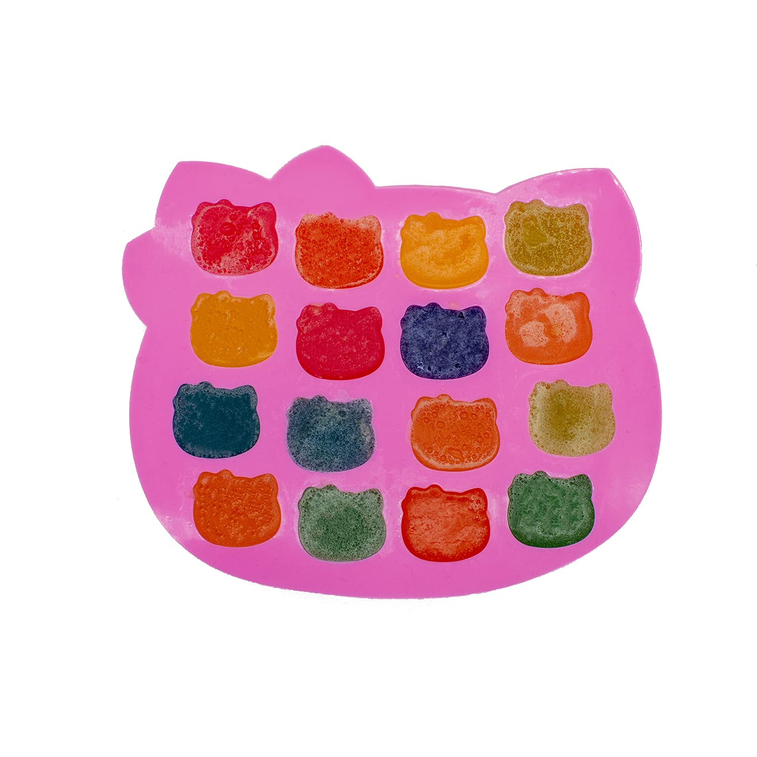 16-Cavity Silicone Hello Kitty Molds for Candy, Chocolate, Cake, Gummy, Ice & DIY Crafts - Perfect for Baking, Party Favors & Homemade Treats (2-Piece Set)