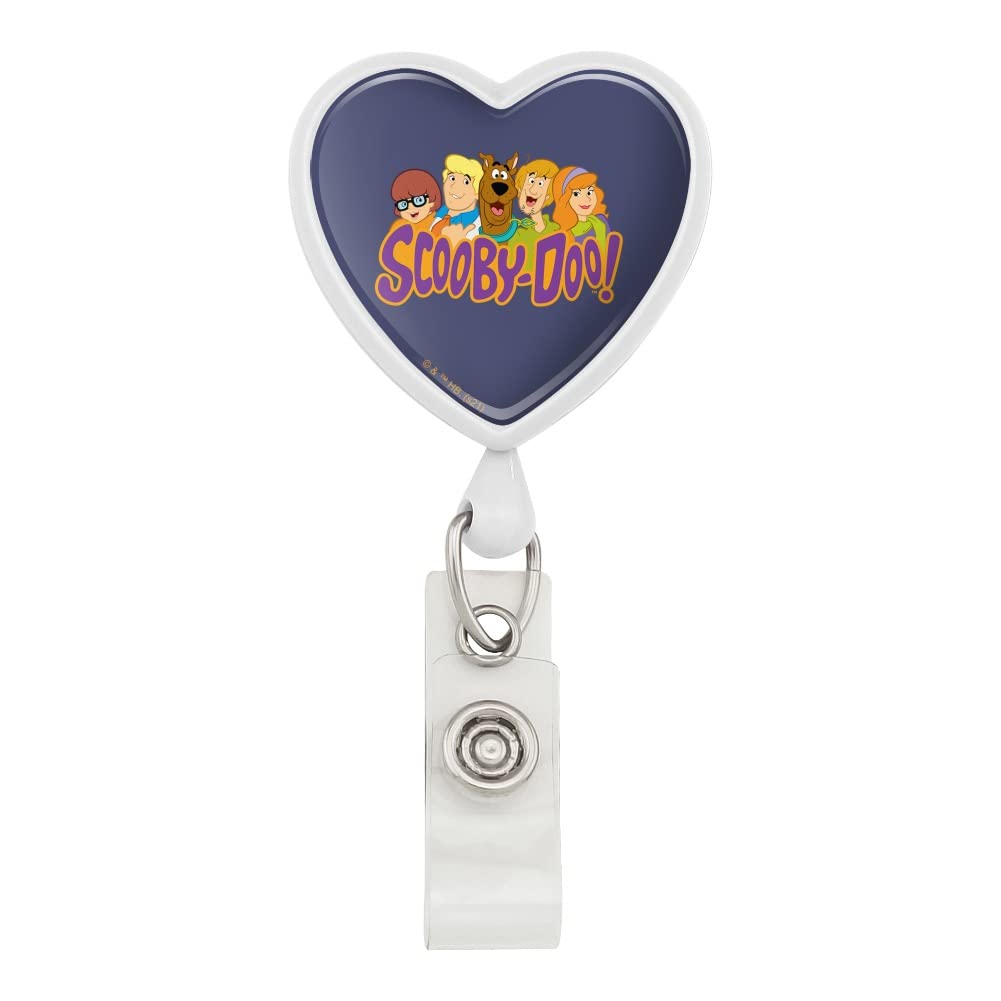 Scooby-Doo Gang Heart Lanyard Retractable Reel Badge ID Card Holder - Fun Cartoon Character Design for School, Work, Conventions & Events