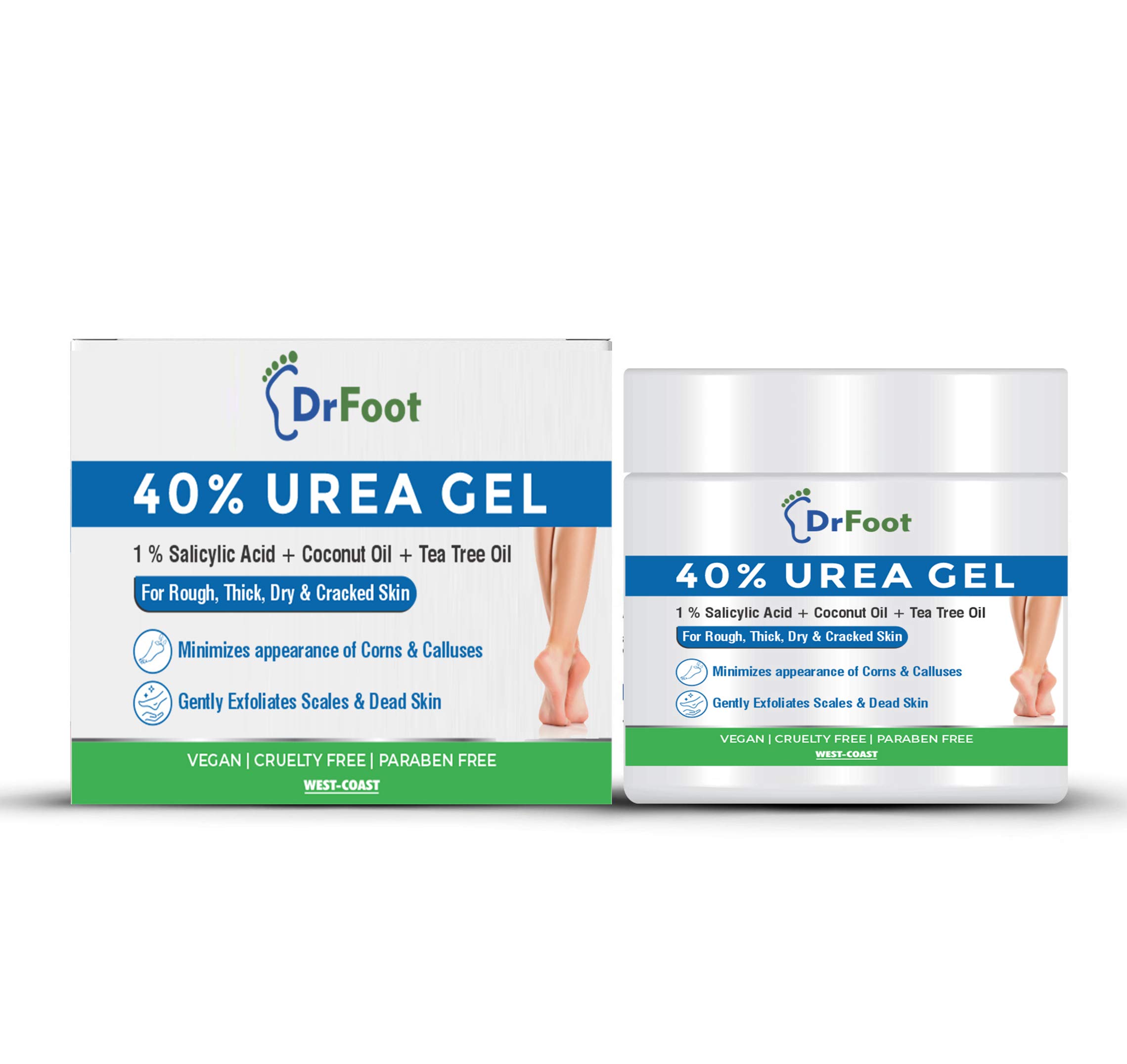 Dr Foot Cracked Heel Repair Cream - 40% Urea & 1% Salicylic Acid Foot Care Treatment for Dry, Rough Feet - Dead Skin Remover Gel for Cracked Heels & Calluses - Perfect for Daily Foot Care Routine, Pedicures & Winter Foot Protection
