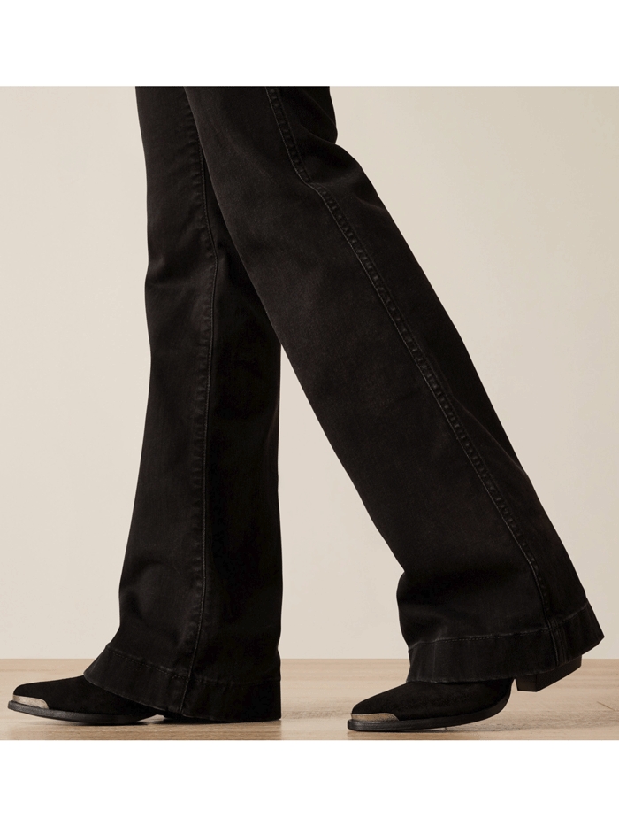 Ariat Women's High Rise Dixie Slim Trouser Jeans - Valencia Black | Comfortable Stretch Denim Pants for Work, Riding & Casual Wear
