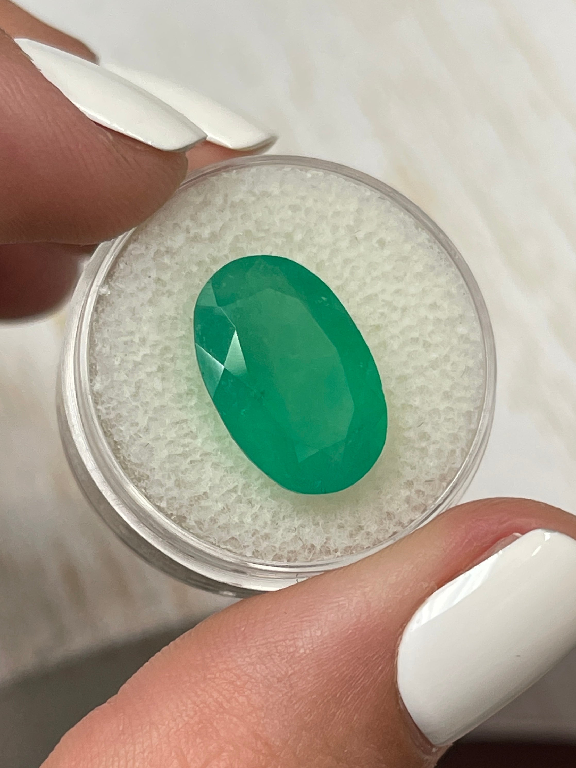 8.85 Carat Elongated Grassy Green Natural Loose Colombian Emerald Oval Cut - Perfect for Jewelry Making, Engagement Rings & Luxury Gifts