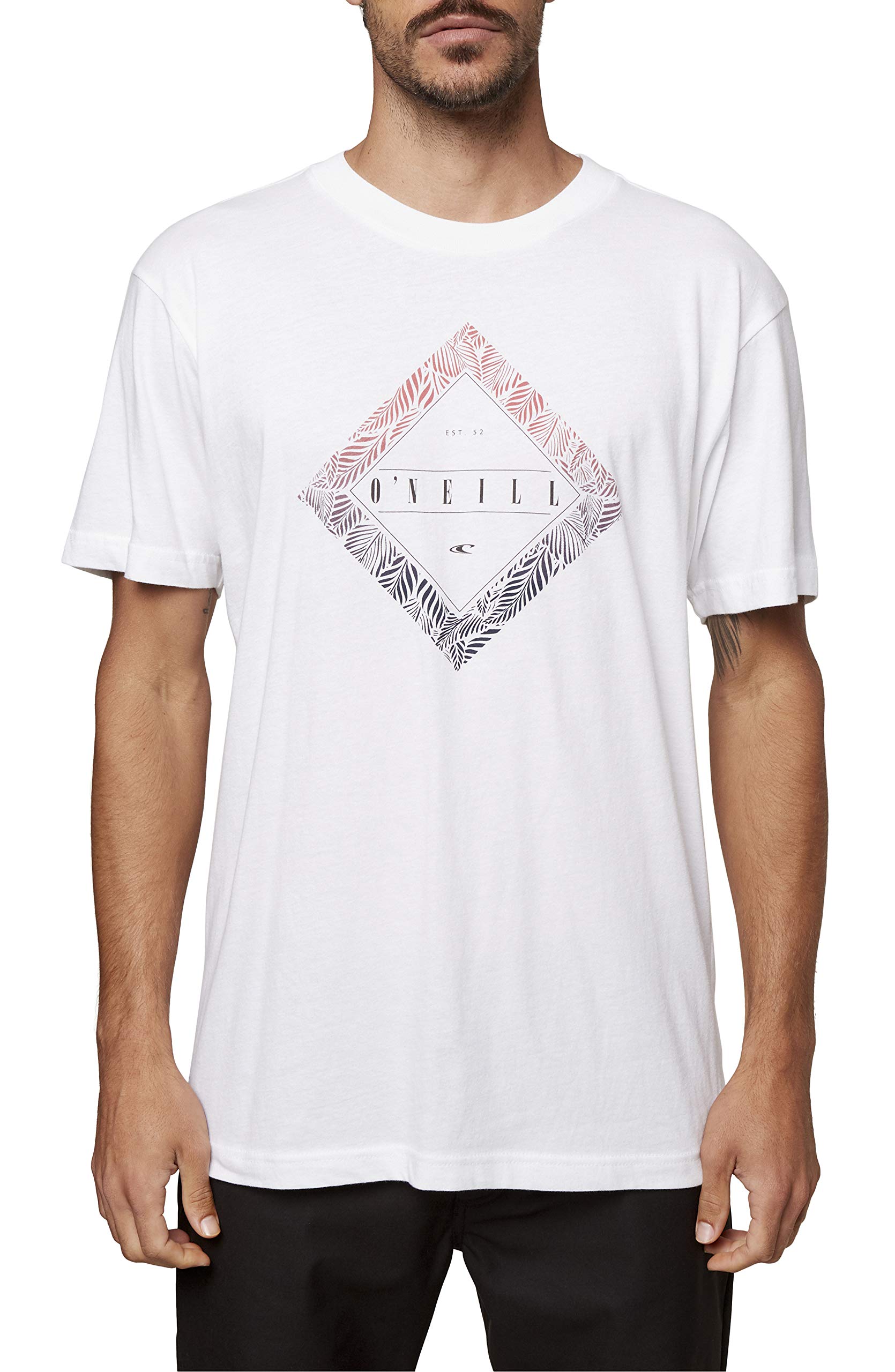 O'NEILL Men's Short Sleeve Screen Print T-Shirt - White/Prism - Soft Cotton Graphic Tee for Casual Wear, Surfing & Beach Outfits