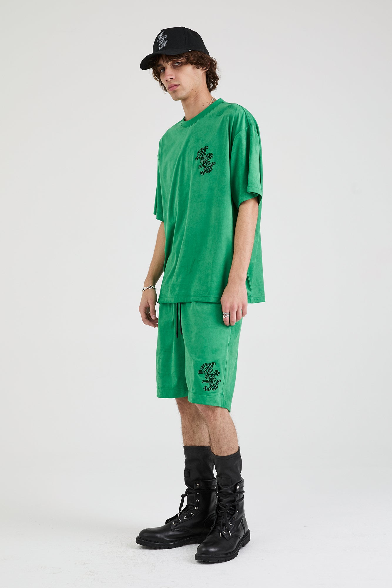 Colin Oversized Short Sleeve T-Shirt for Men - Green Script Logo Graphic Tee | Casual Streetwear, Summer Outfit, Loungewear