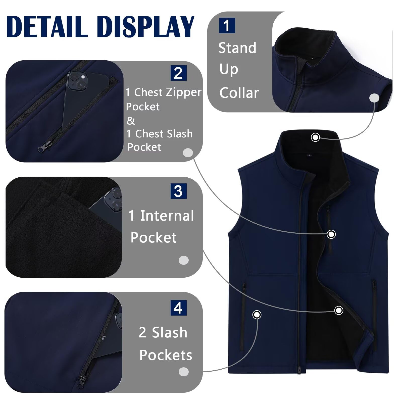 Men's Lightweight Softshell Vest - Windproof Puffer Sleeveless Jacket for Golf, Running & Outdoor Activities | Breathable Outerwear for Hiking, Cycling & Casual Wear