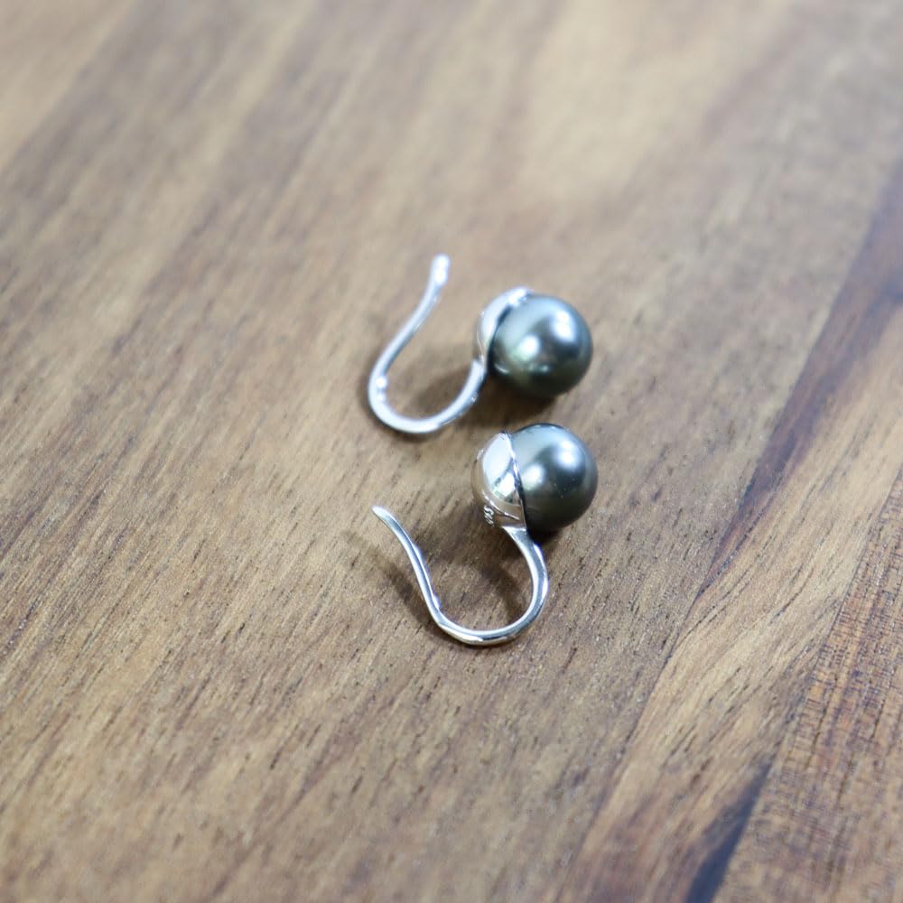 Tahitian Black & Freshwater Cultured Pearl Earrings for Women - 18K Gold Plated Sterling Silver Dangle Earrings - Perfect Gift for Wife, Mom, Her on Mother's Day, Valentine's Day, Christmas, Wedding, Birthday & Anniversary - Elegant Fine Jewelry for Special Occasions & Everyday Wear