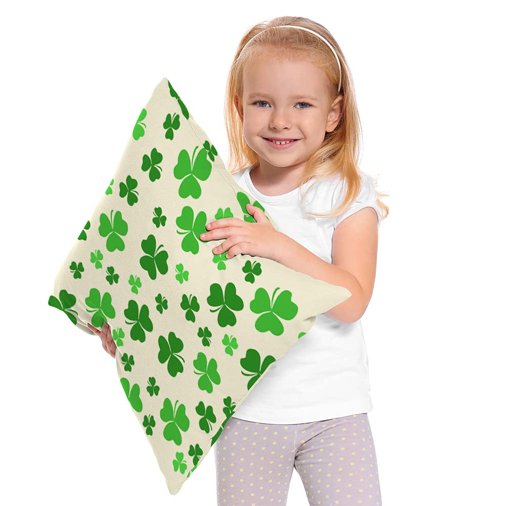 WONDERTIFY Irish Clover Shamrock St. Patrick's Day Throw Pillow Covers 18x18 Inch - Decorative Cushion Cases for Couch, Sofa & Bed - Perfect for Home Decor, Holiday Celebrations & Irish-Themed Parties