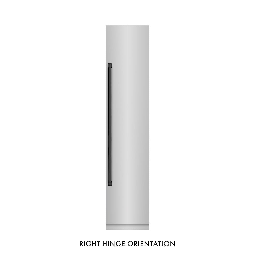 ZLINE Autograph Edition 18 Inch 8.6 Cu Ft Right Hinge Stainless Steel Column Freezer with Graphite Gray Interior & Matte Black Accents (RCFVRZ 30418 MB) - Perfect for Home Bars, Basements, and Commercial Kitchens