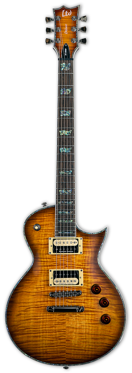 ESP LTD EC-1000 Electric Guitar - Amber Sunburst Finish | Professional Solid-Body Guitar for Rock & Metal | Perfect for Stage Performances & Studio Recording