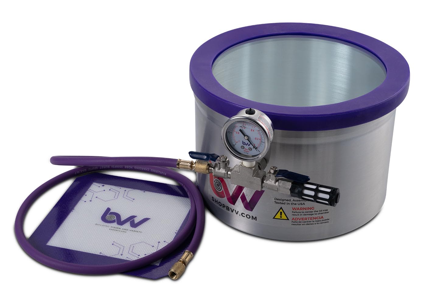 2 Gallon Glass Vac BVV Aluminum Vacuum Chamber with Glass Lid - Perfect for Resin Casting, Degassing, and Food Preservation